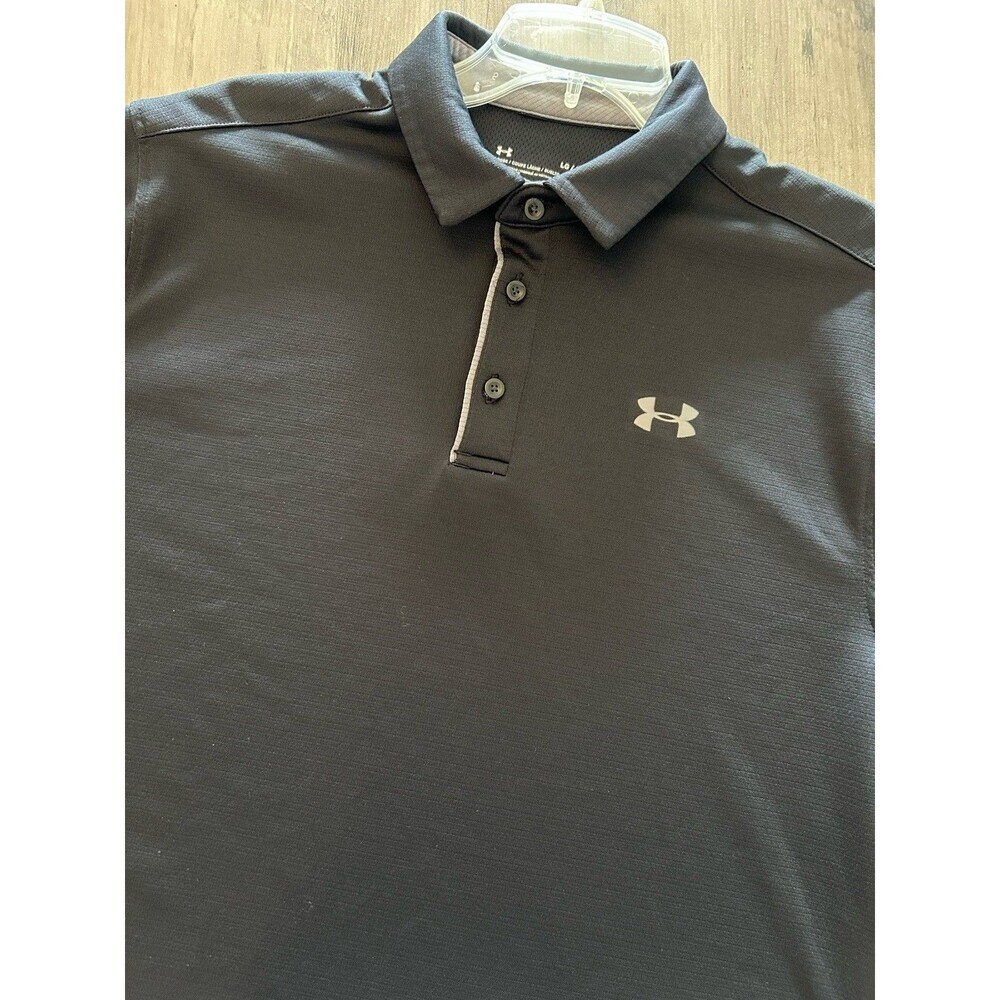 Under Armour Men's Black Activewear Moisture Wicking Golf Short Sleeve Polo Sz L